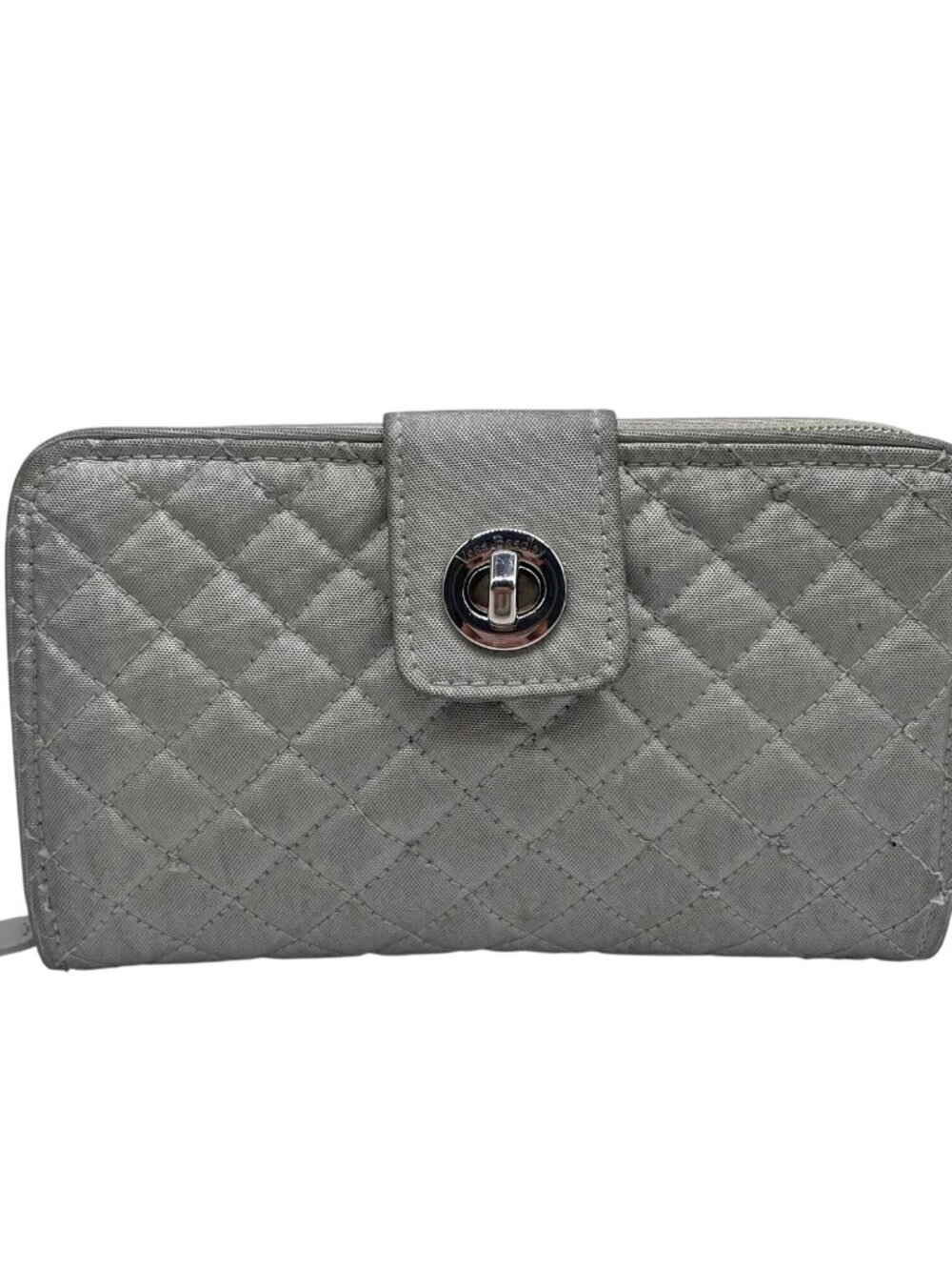 Vera Bradley Silver Microfiber RFID Turnlock Wallet